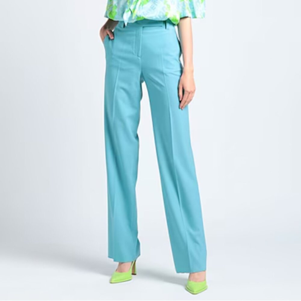 Salvatore Ferragamo Women's Wool Pleated Trousers 2 Blue